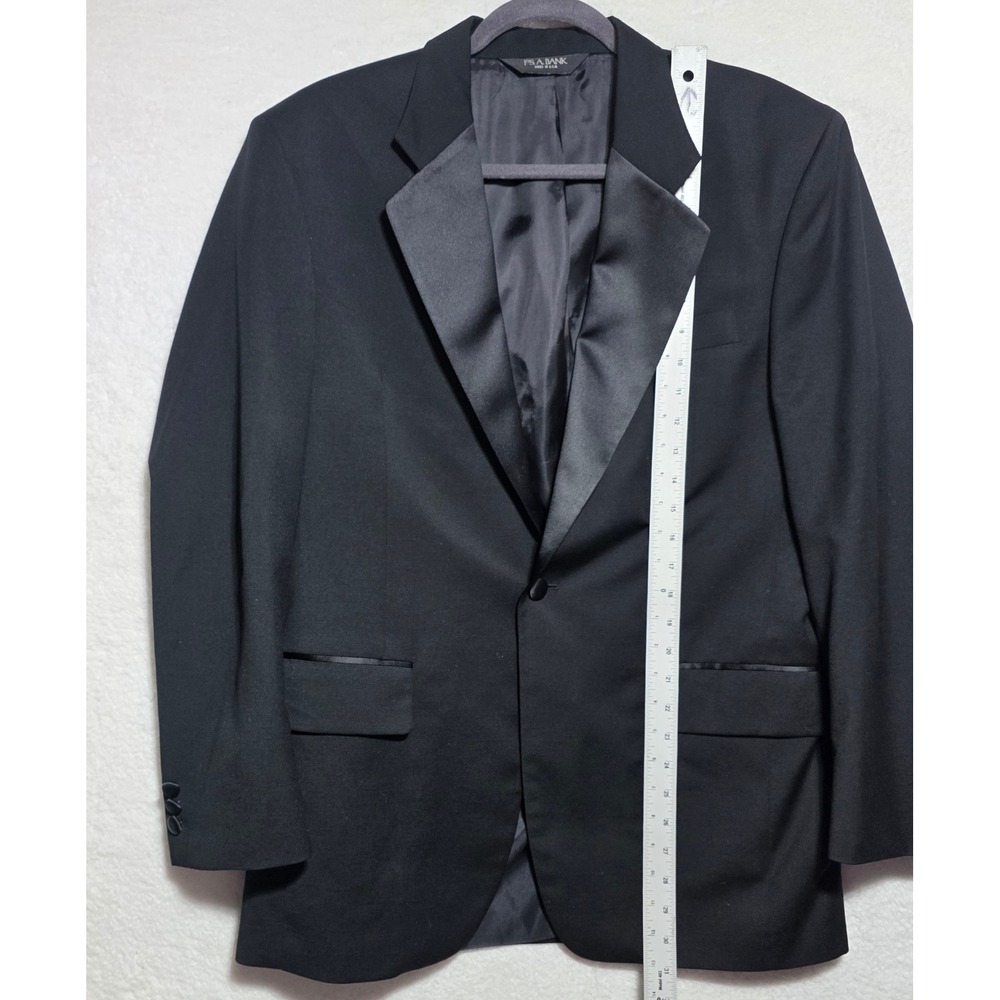 Jos A Bank Mens 38R Tuxedo Jacket Black 100% Wool Satin Peak Lapel Made in USA - Picture 11 of 13
